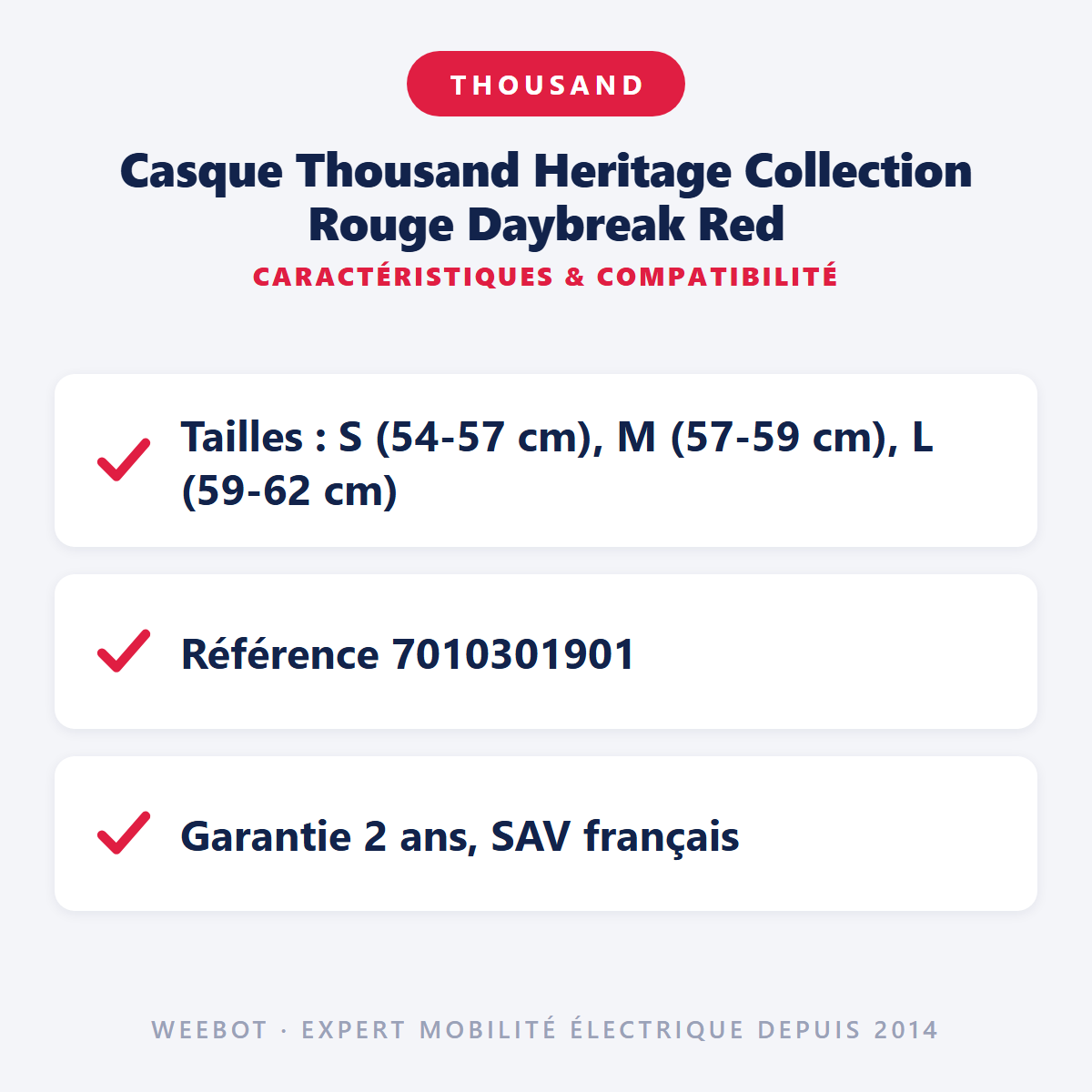 Casque Thousand Heritage Collection Rouge Daybreak Red : caractéristiques et compatibilité