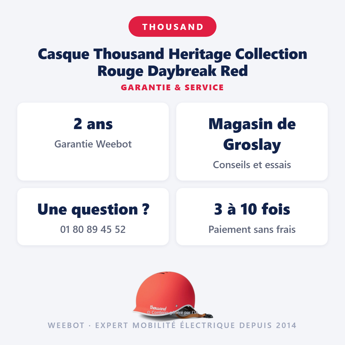 Casque Thousand Heritage Collection Rouge Daybreak Red : garantie 2 ans et service après-vente