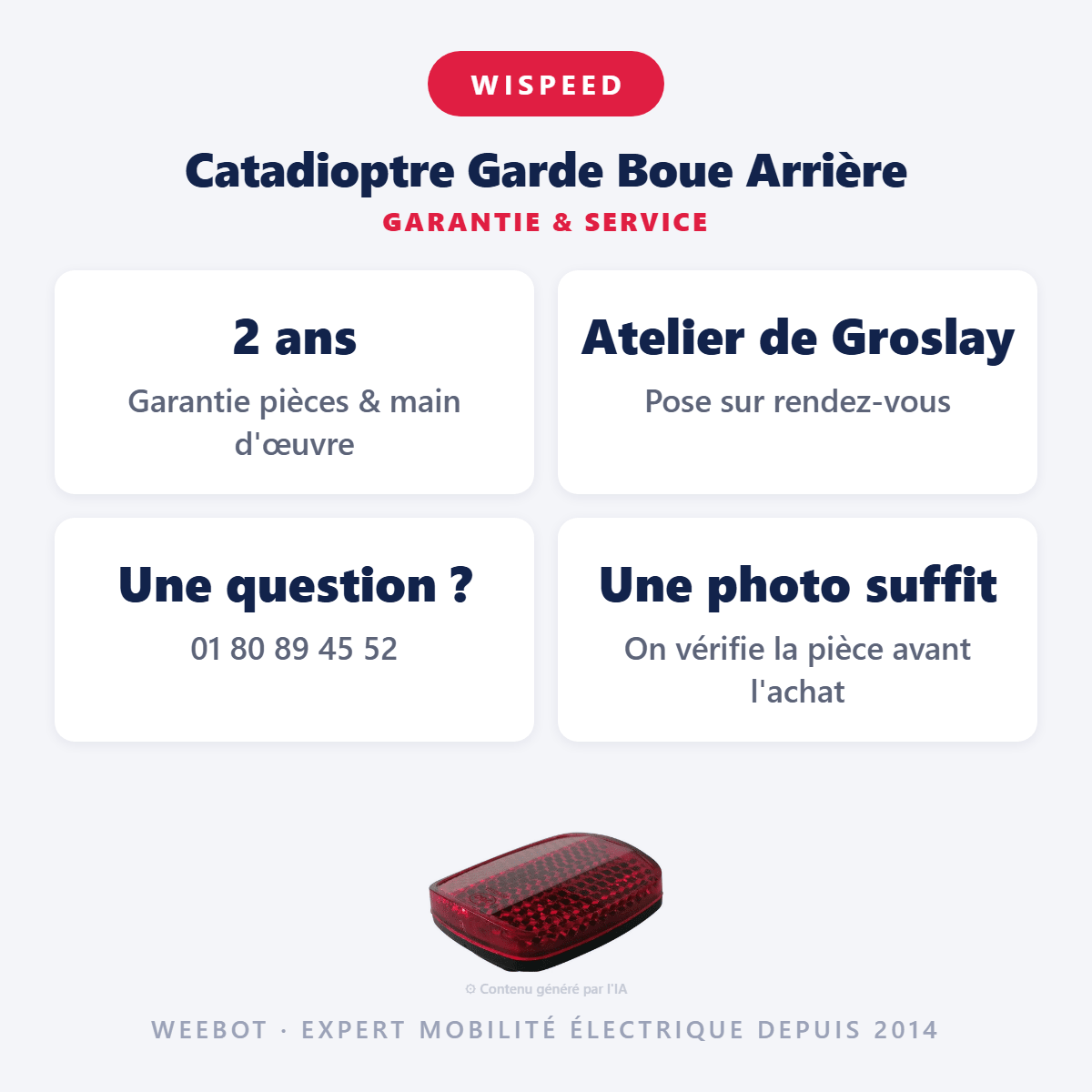 Catadioptre Garde Boue Arrière Pour Trottinette Électrique Wispeed T855 - Weebot
