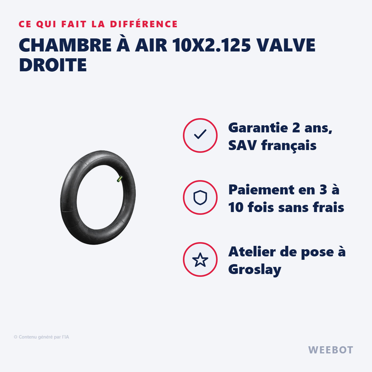 Chambre à Air 10x2.125 Valve Droite : les points forts