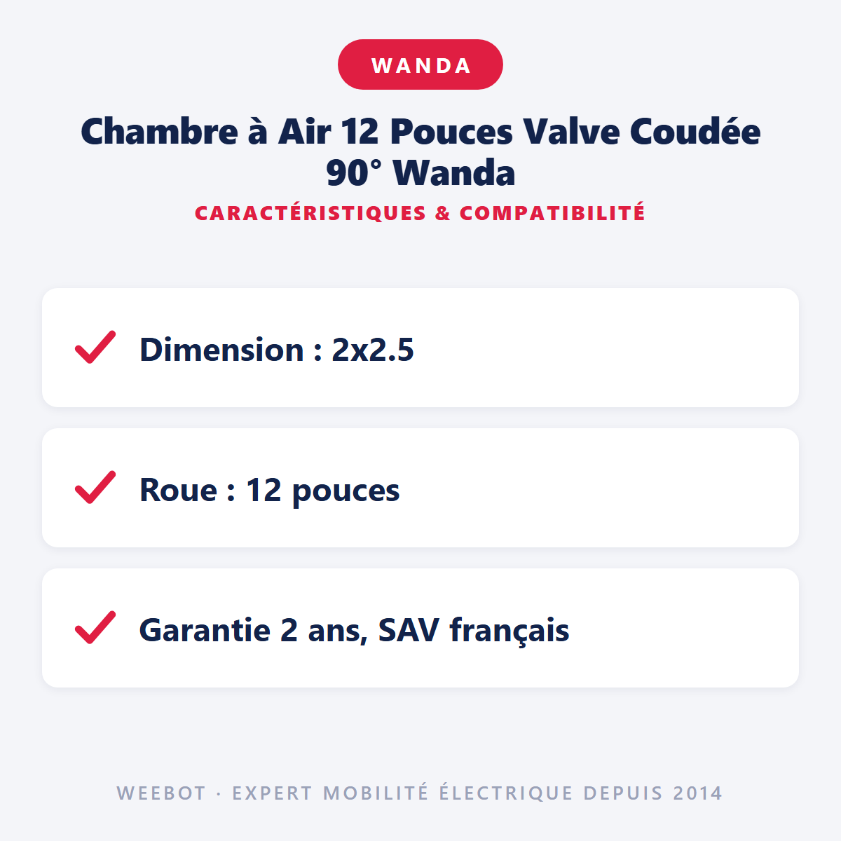 Chambre à Air 12 Pouces Valve Coudée 90° Wanda : caractéristiques et compatibilité