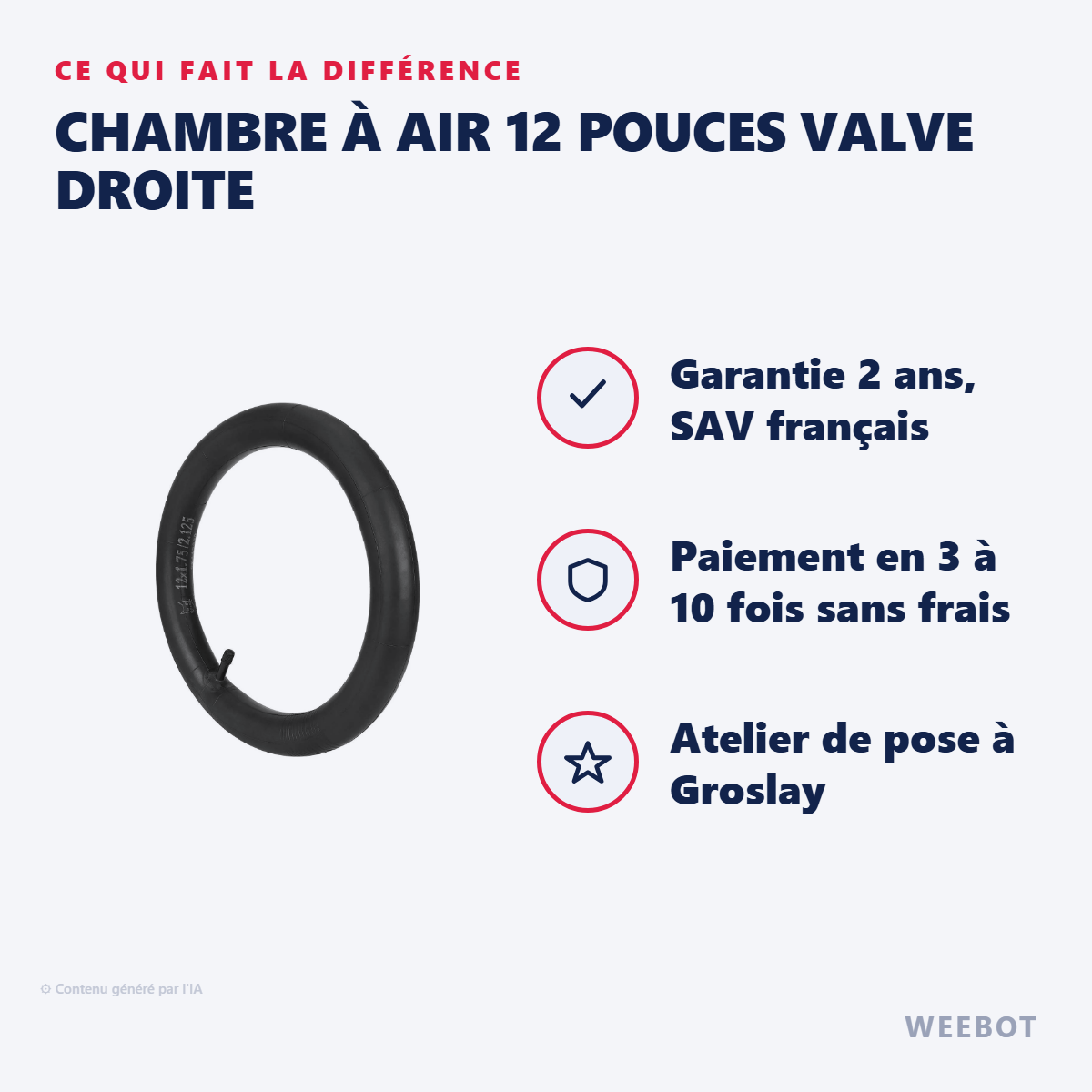 Chambre à Air 12 Pouces Valve Droite : les points forts