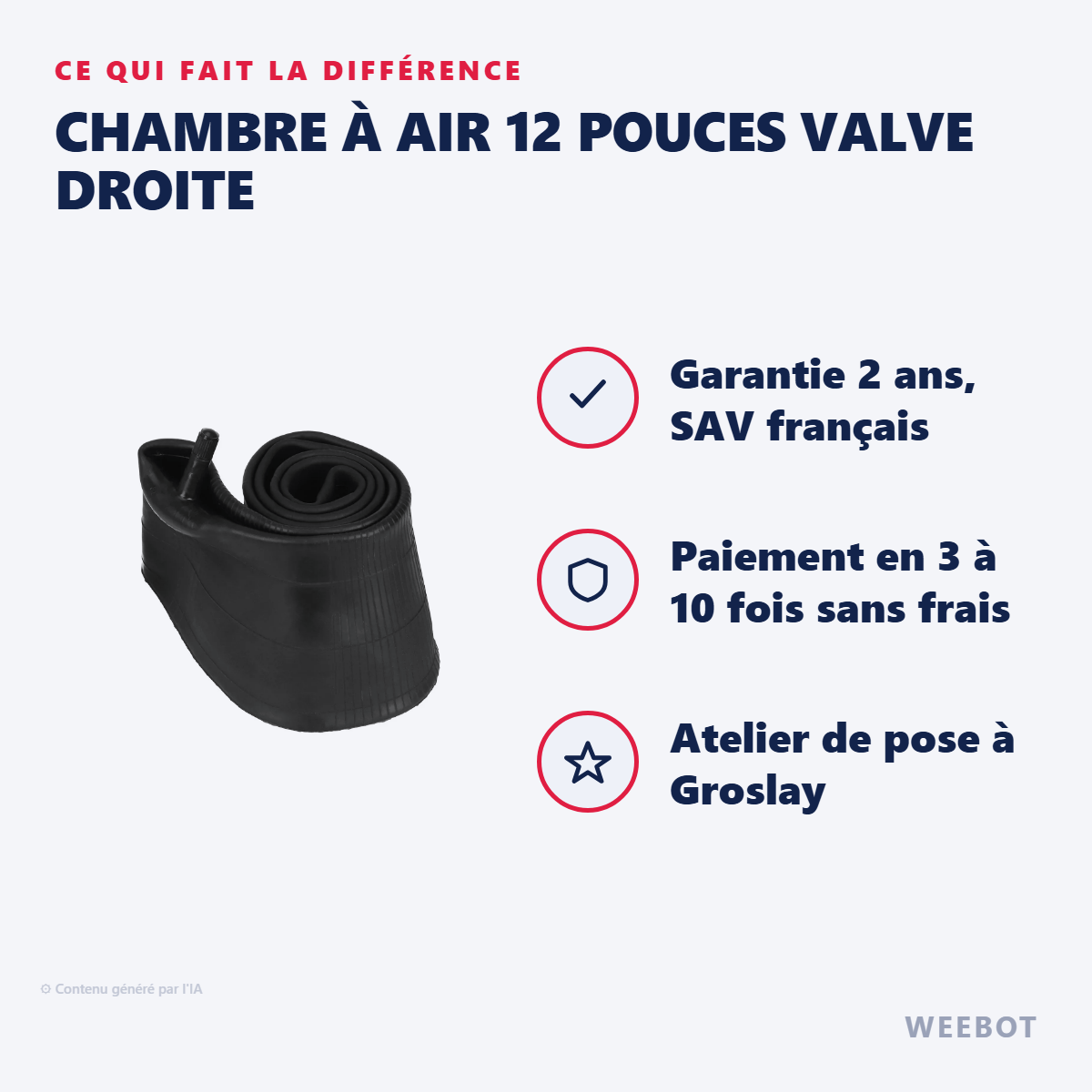 Chambre à Air 12 Pouces Valve Droite : les points forts