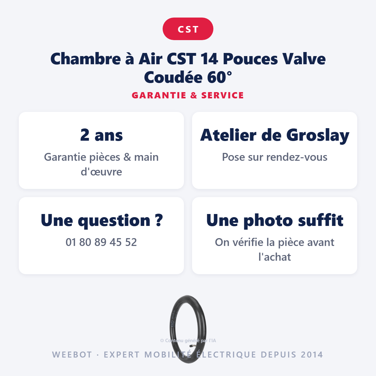 Chambre à Air CST 14 Pouces Valve Coudée 60° : garantie 2 ans et service après-vente