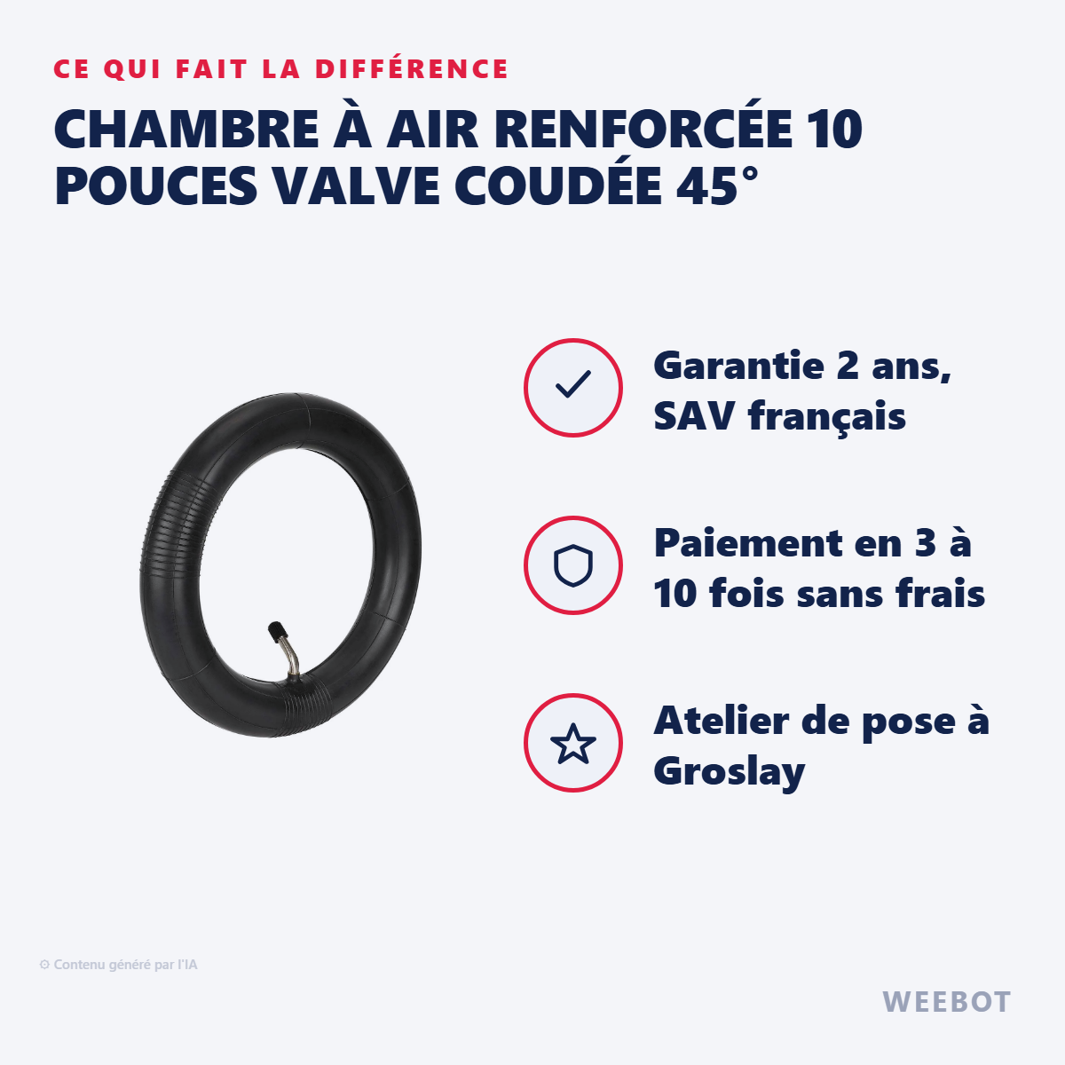 Chambre à Air Renforcée 10 Pouces Valve Coudée 45° : les points forts
