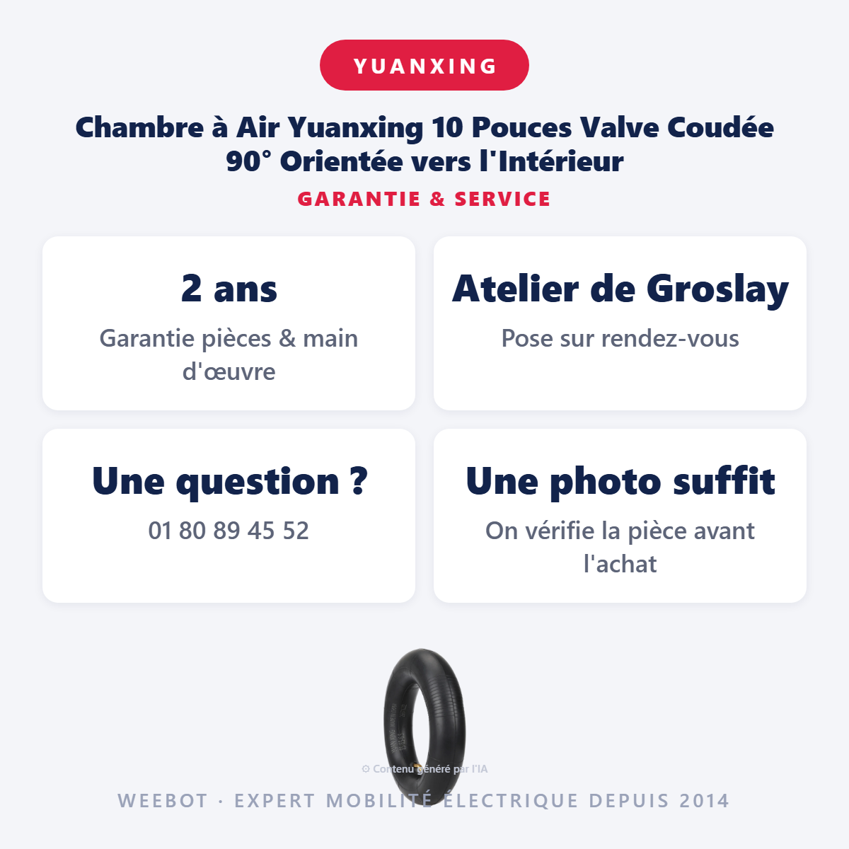 Chambre à Air Yuanxing 10 Pouces Valve Coudée 90° Orientée vers l'Intérieur : garantie 2 ans et service après-vente