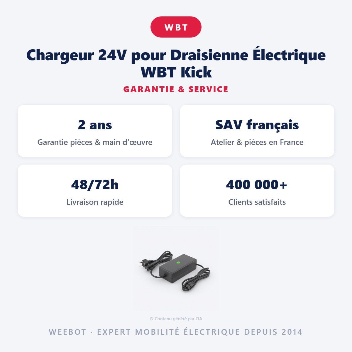 Chargeur 24V pour Draisienne Électrique WBT Kick - Weebot
