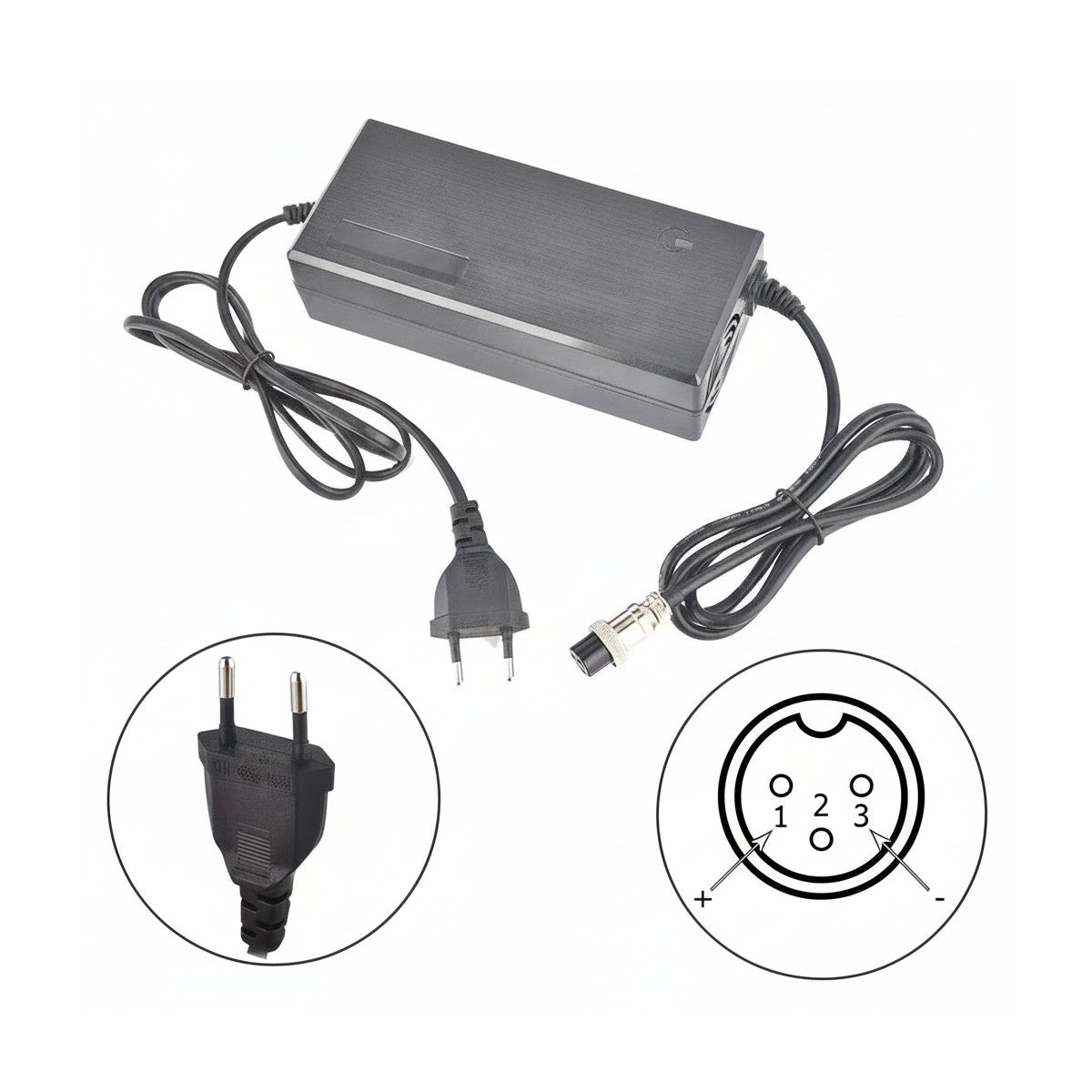 chargeur 60v trottinette électrique batterie 2ah connecteur gx16-3