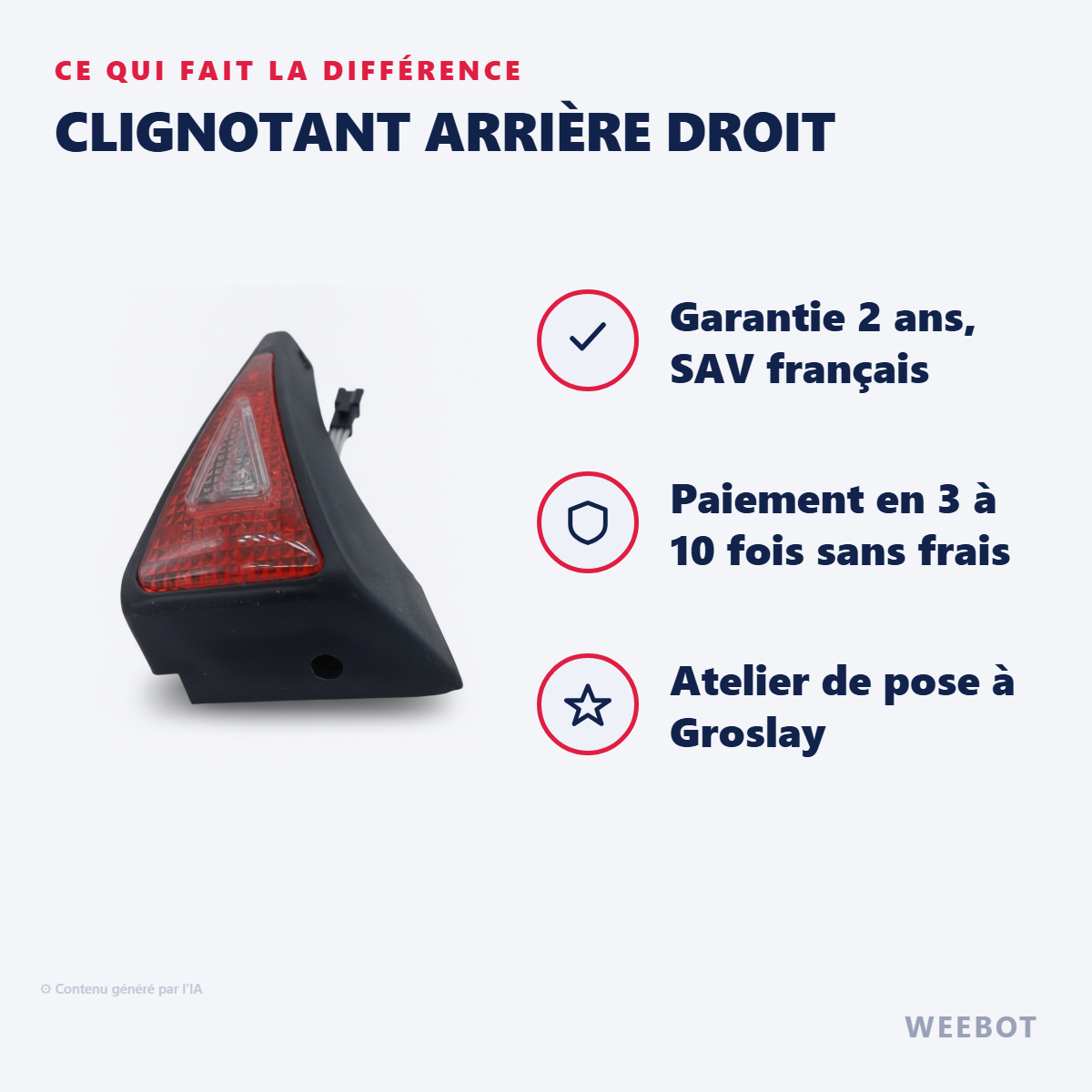 Clignotant Arrière Droit : les points forts