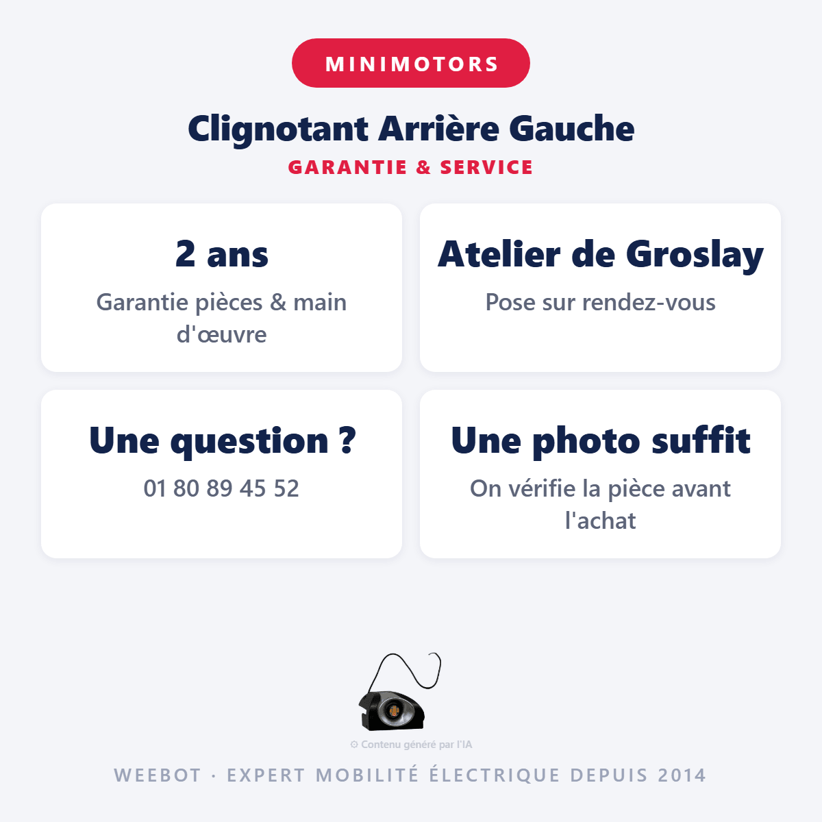 Clignotant Arrière Gauche pour Trottinette Electrique Dualtron Popular - Weebot