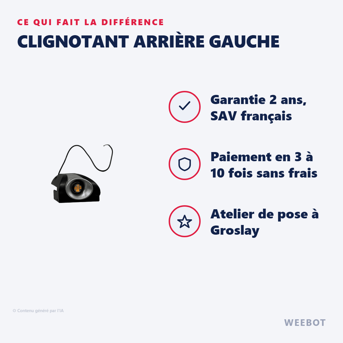 Clignotant Arrière Gauche pour Trottinette Electrique Dualtron Popular - Weebot