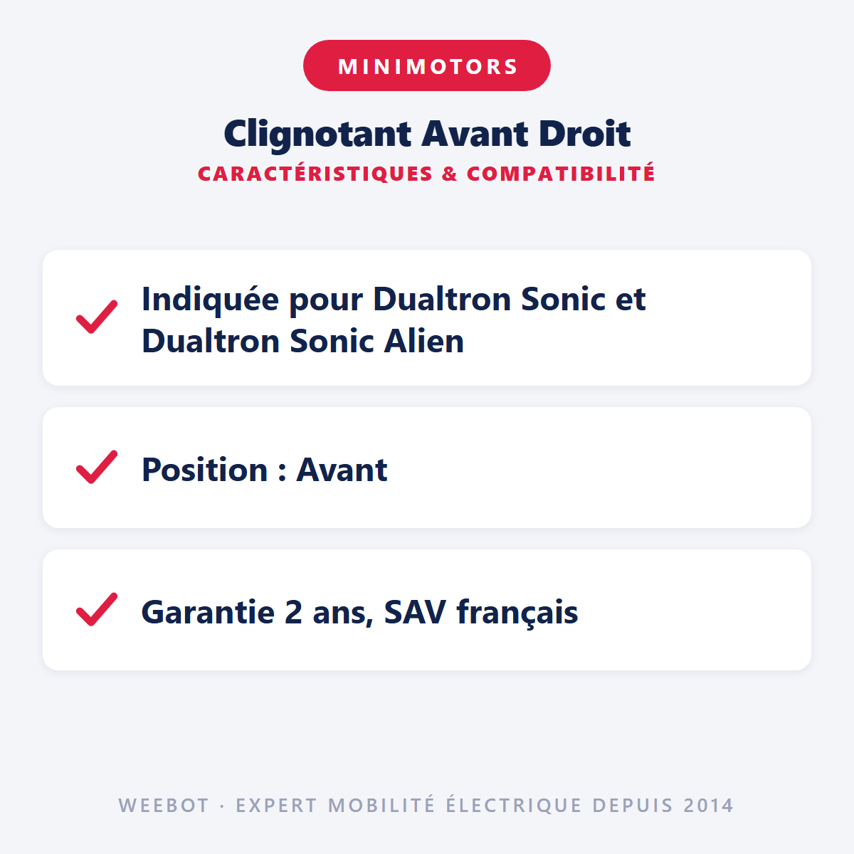 Clignotant Avant Droit : caractéristiques et compatibilité