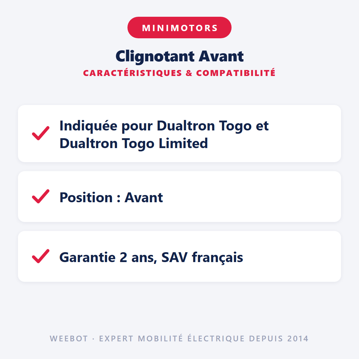 Clignotant Avant : caractéristiques et compatibilité