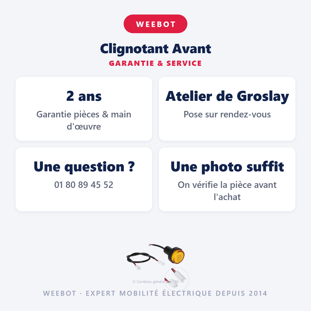 Clignotant Avant : garantie 2 ans et service après-vente
