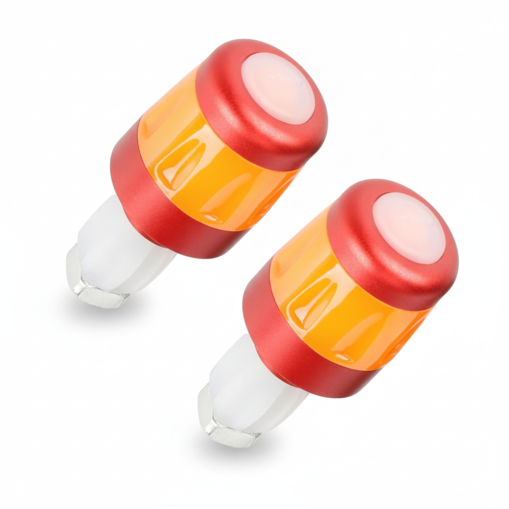 Clignotants d'Embout de Guidon LED Rechargeables USB Rouge et Orange, vue 1