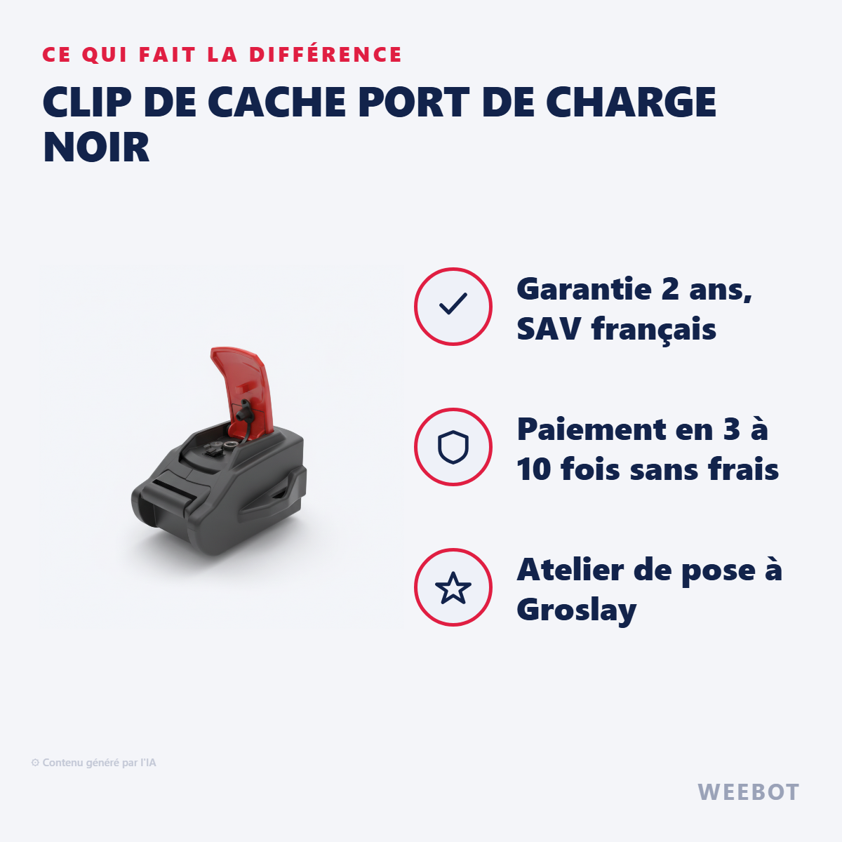 Clip de Cache Port de Charge Noir : les points forts