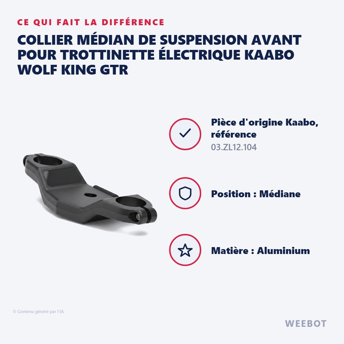 Collier Médian de Suspension Avant pour Trottinette Électrique Kaabo Wolf King GTR - Weebot