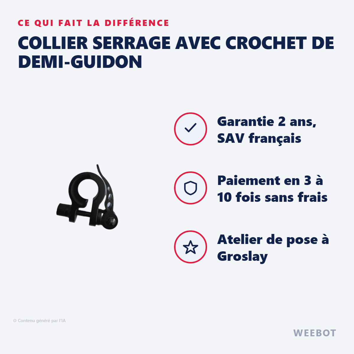 Collier Serrage avec Crochet de Demi-Guidon pour Trottinette Electrique Dualtron Thunder - Weebot