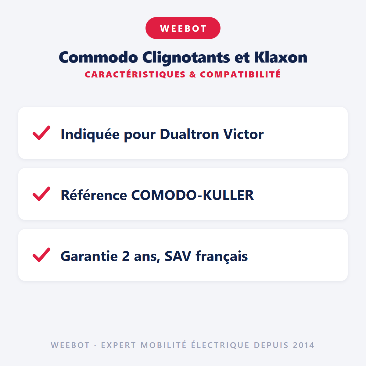 Commodo Clignotants et Klaxon : caractéristiques et compatibilité