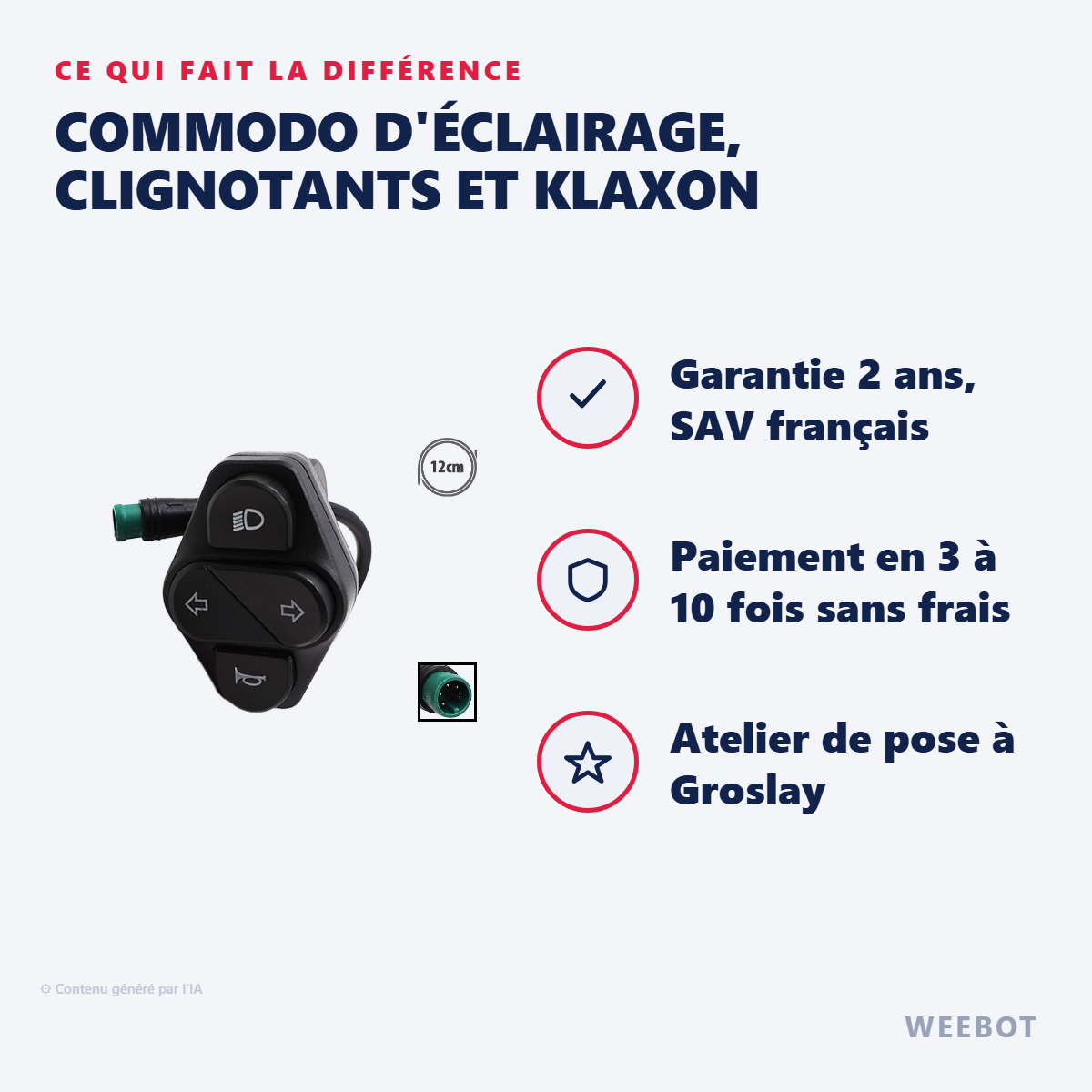 Commodo d'Éclairage, Clignotants et Klaxon : les points forts