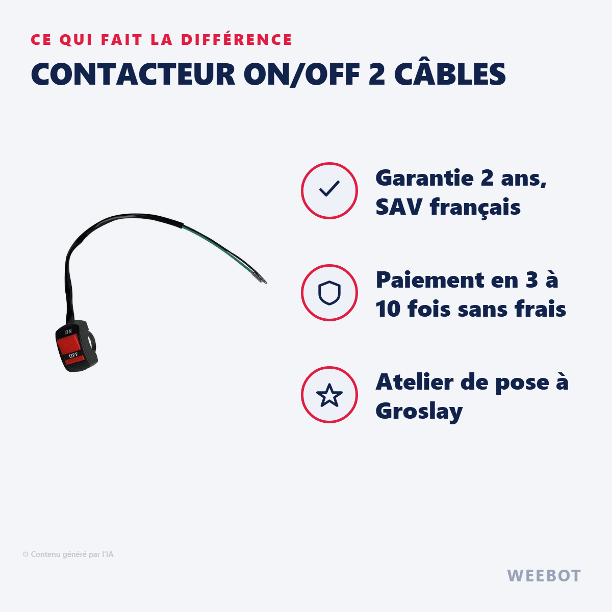 Contacteur On/Off 2 Câbles pour Trottinette Électrique - Weebot