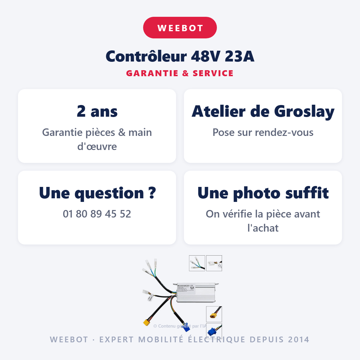 Contrôleur 48V 23A : garantie 2 ans et service après-vente