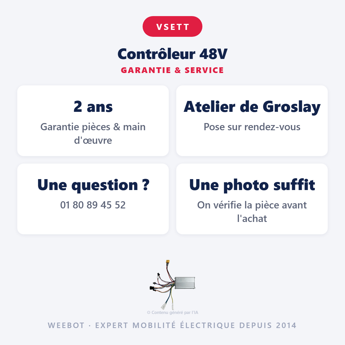 Contrôleur 48V : garantie 2 ans et service après-vente