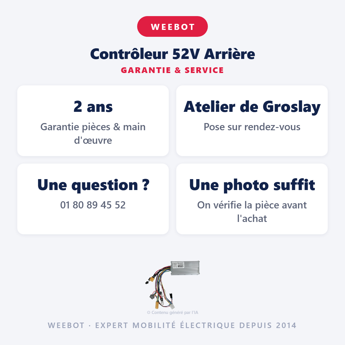 Contrôleur 52V Arrière : garantie 2 ans et service après-vente