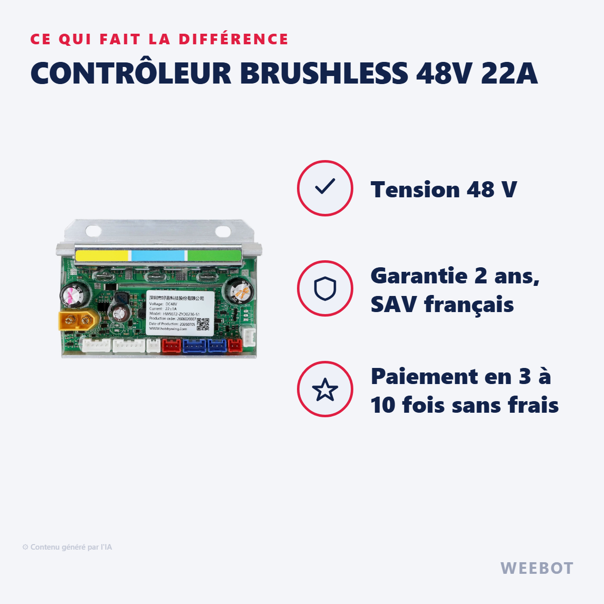 Contrôleur Brushless 48V 22A : les points forts
