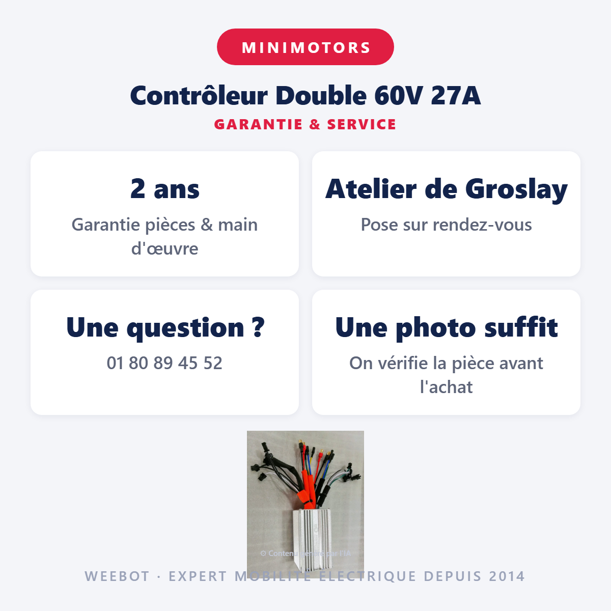 Contrôleur Double 60V 27A : garantie 2 ans et service après-vente