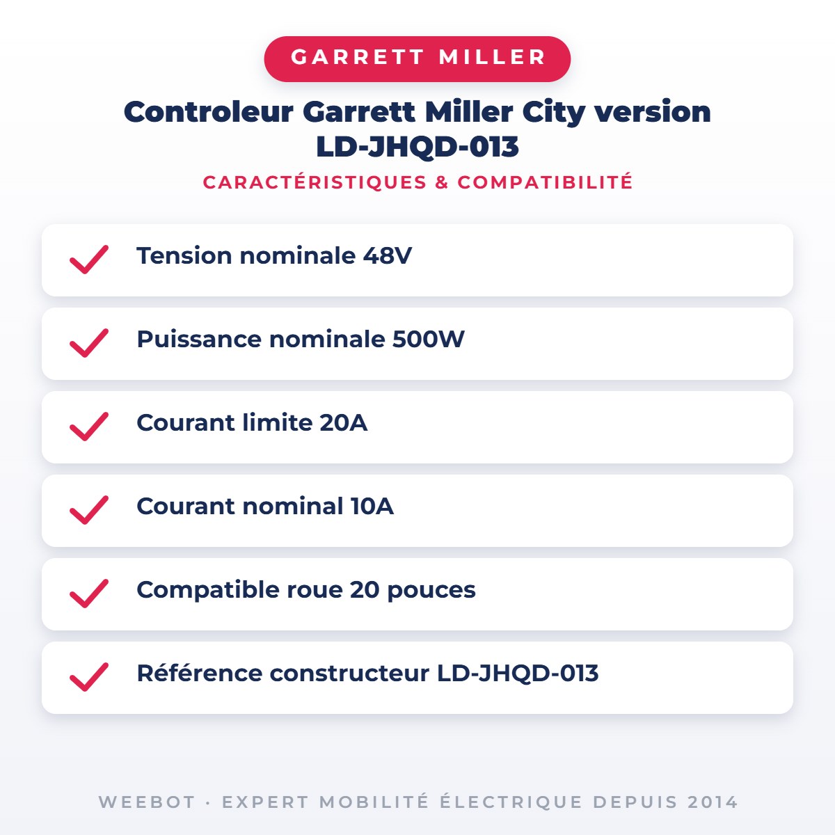 Controleur Garrett Miller City version LD-JHQD-013 — caractéristiques et compatibilité