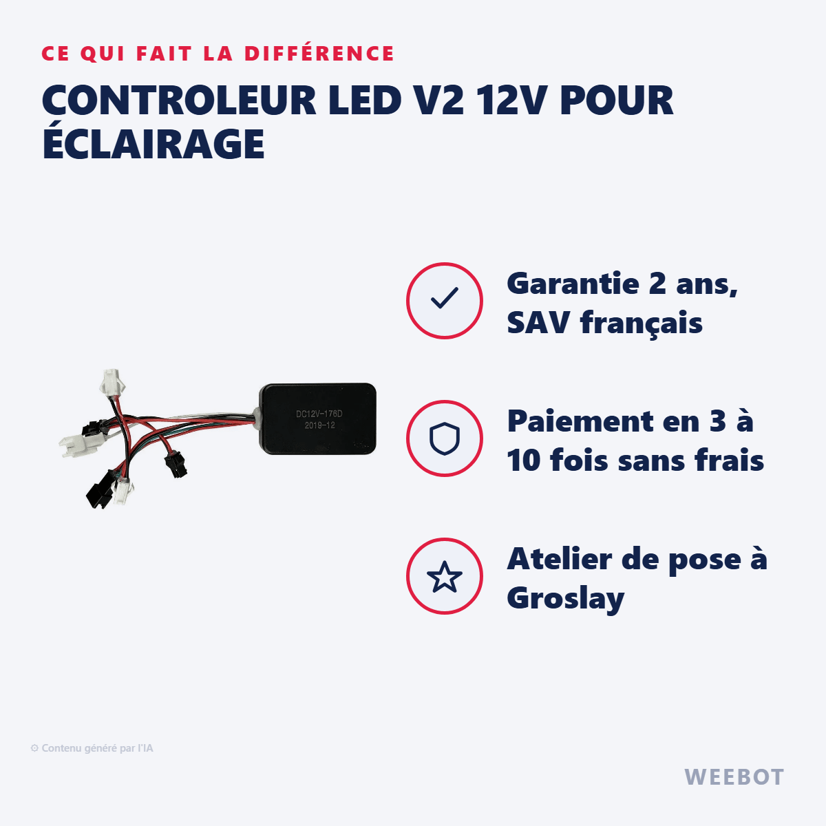 Controleur LED V2 12V pour éclairage pour Trottinette Électrique Z8 Z9 Z10 - Weebot