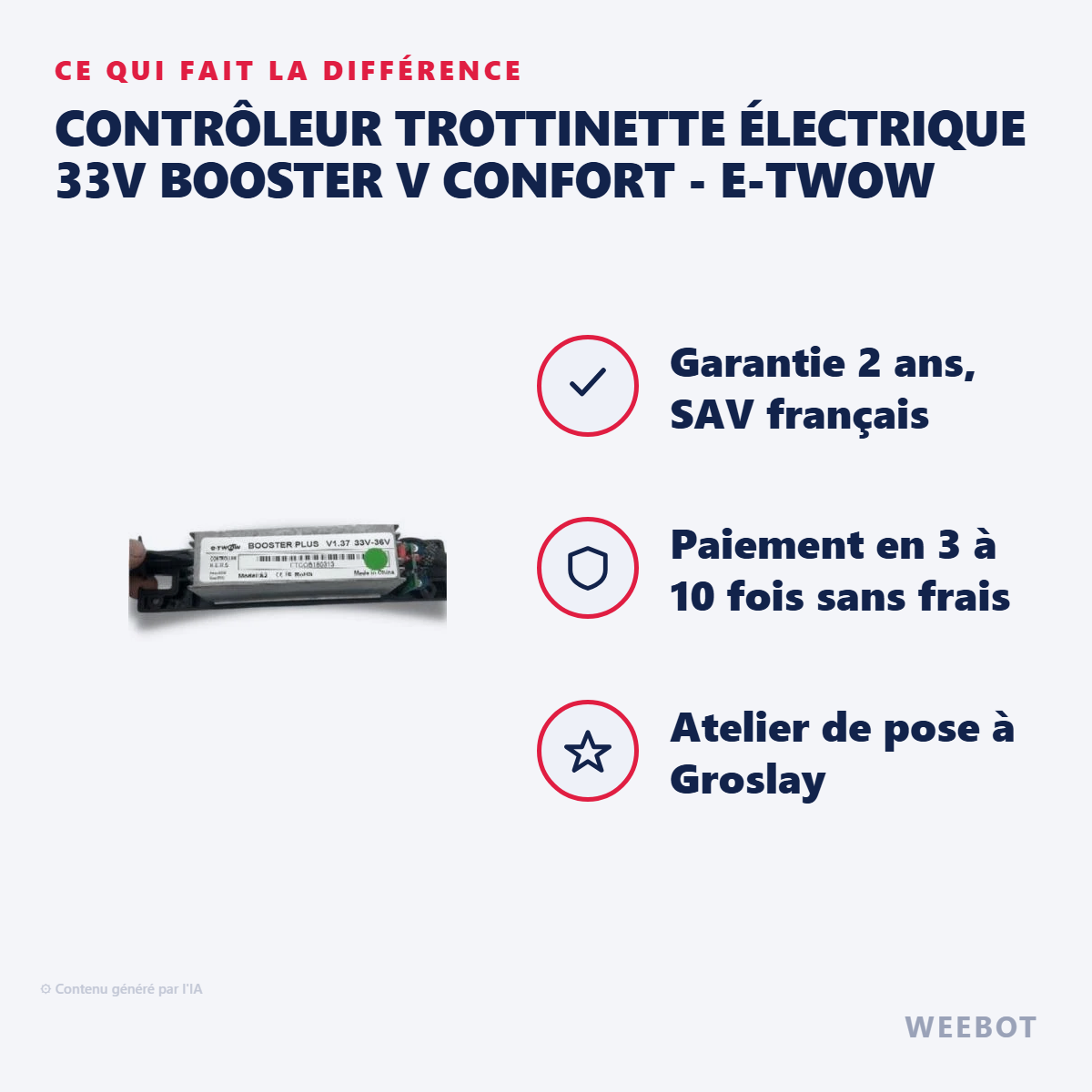 Contrôleur Trottinette Électrique 33V Booster V Confort - E-Twow : les points forts