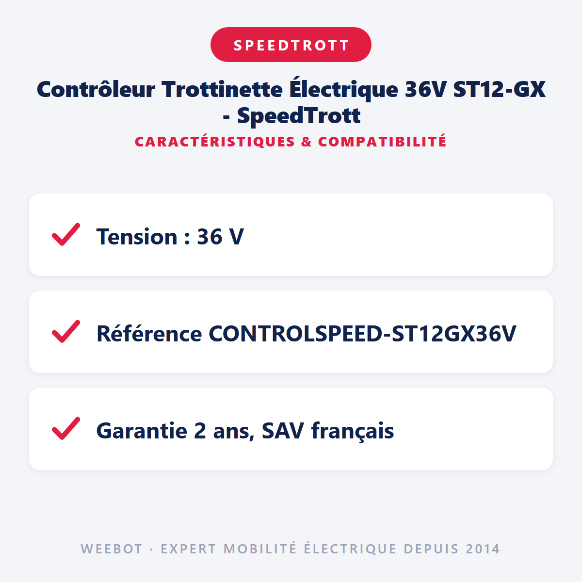 Contrôleur Trottinette Électrique 36V ST12-GX - SpeedTrott : caractéristiques et compatibilité
