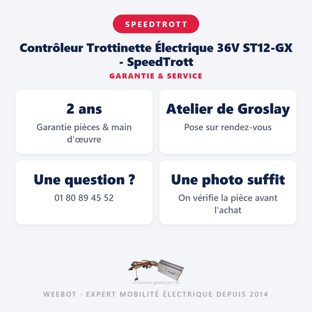 Contrôleur Trottinette Électrique 36V ST12-GX - SpeedTrott : garantie 2 ans et service après-vente