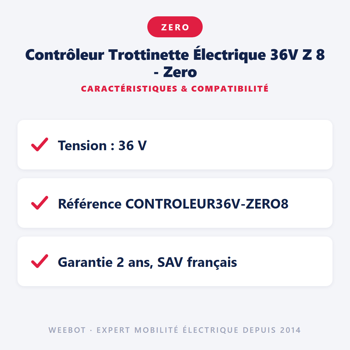 Contrôleur Trottinette Électrique 36V Z 8 - Zero : caractéristiques et compatibilité