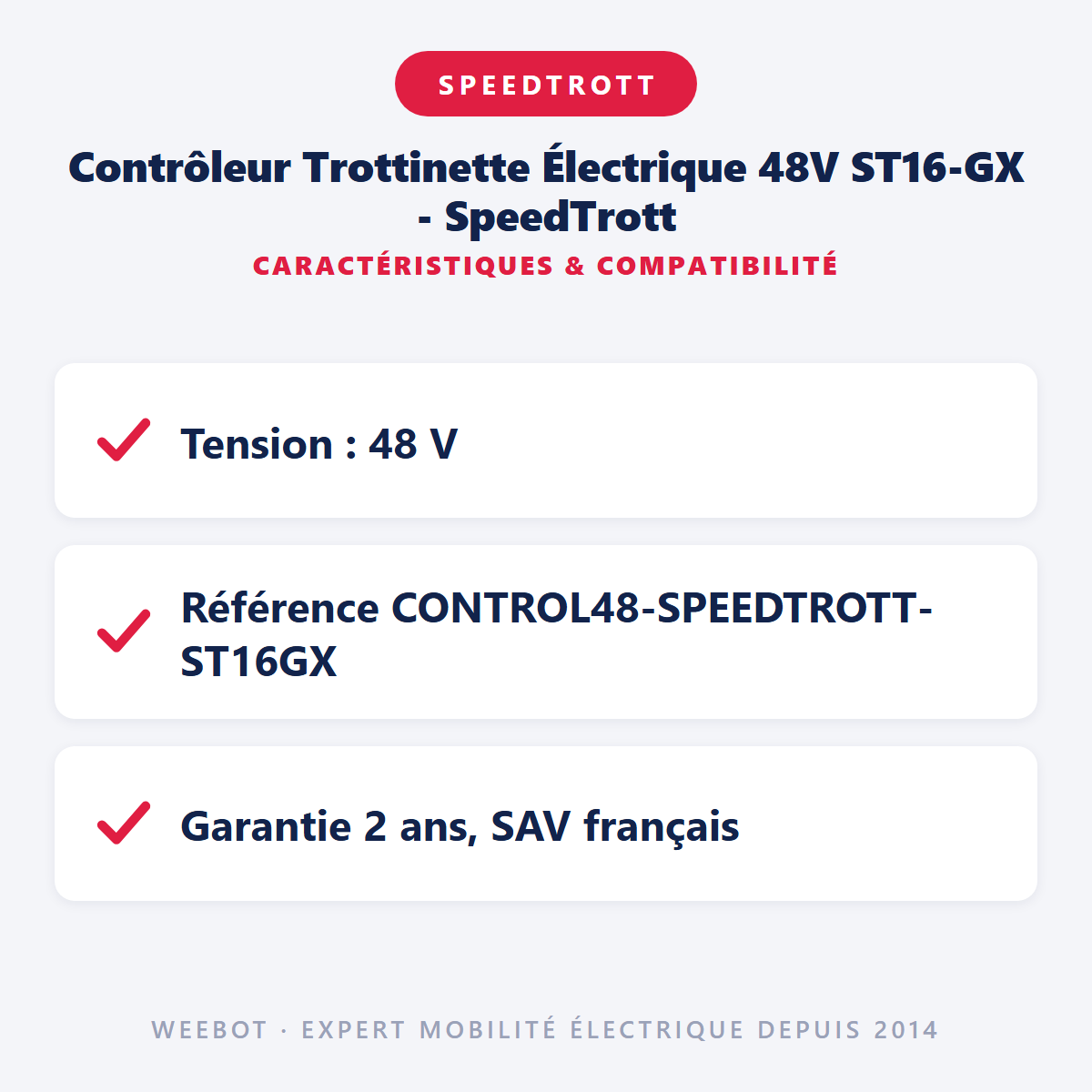 Contrôleur Trottinette Électrique 48V ST16-GX - SpeedTrott : caractéristiques et compatibilité