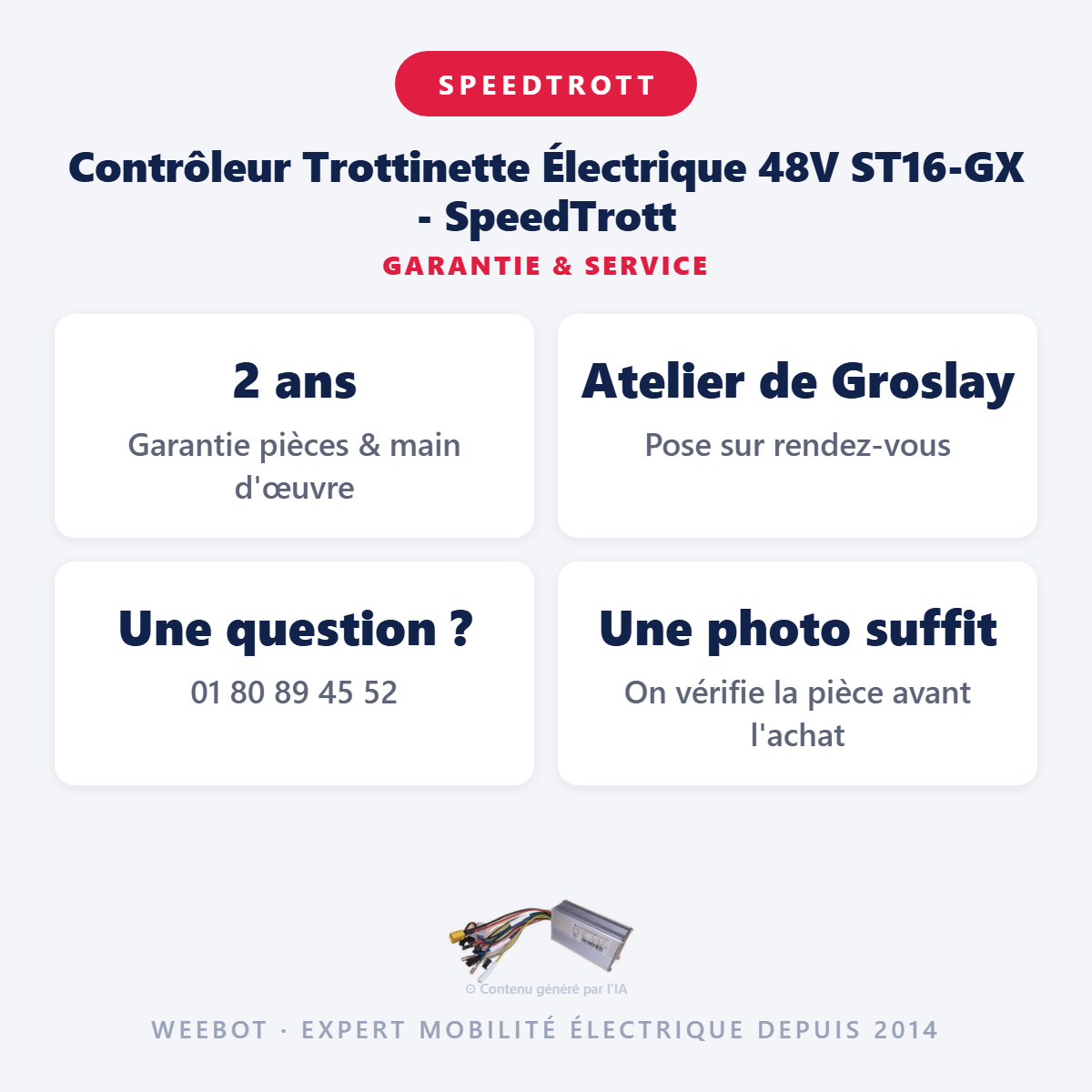 Contrôleur Trottinette Électrique 48V ST16-GX - SpeedTrott : garantie 2 ans et service après-vente
