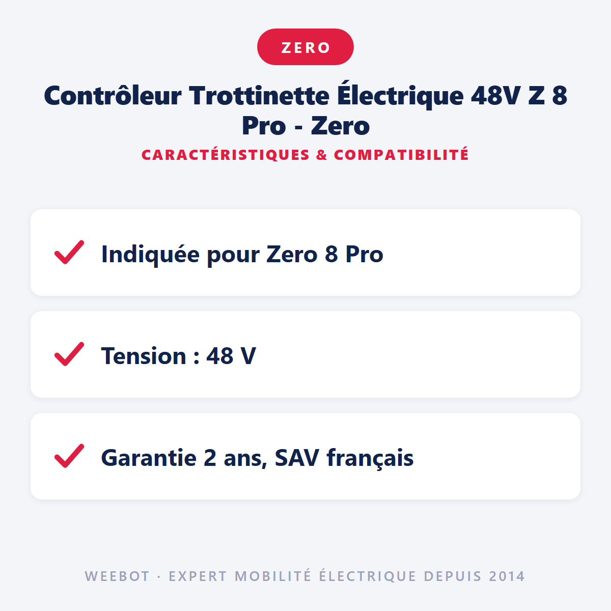 Contrôleur Trottinette Électrique 48V Z 8 Pro - Zero : caractéristiques et compatibilité