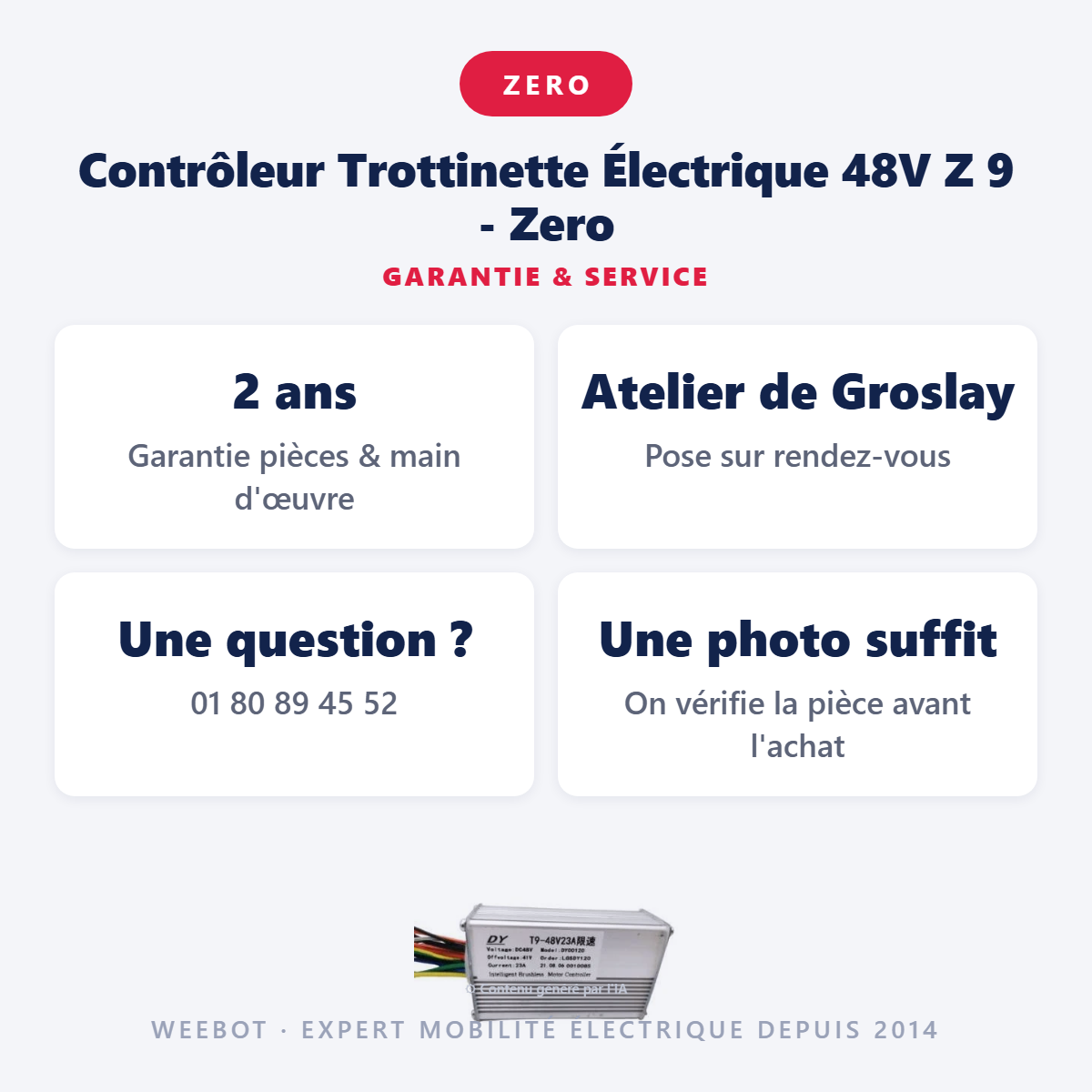 Contrôleur Trottinette Électrique 48V Z 9 - Zero : garantie 2 ans et service après-vente