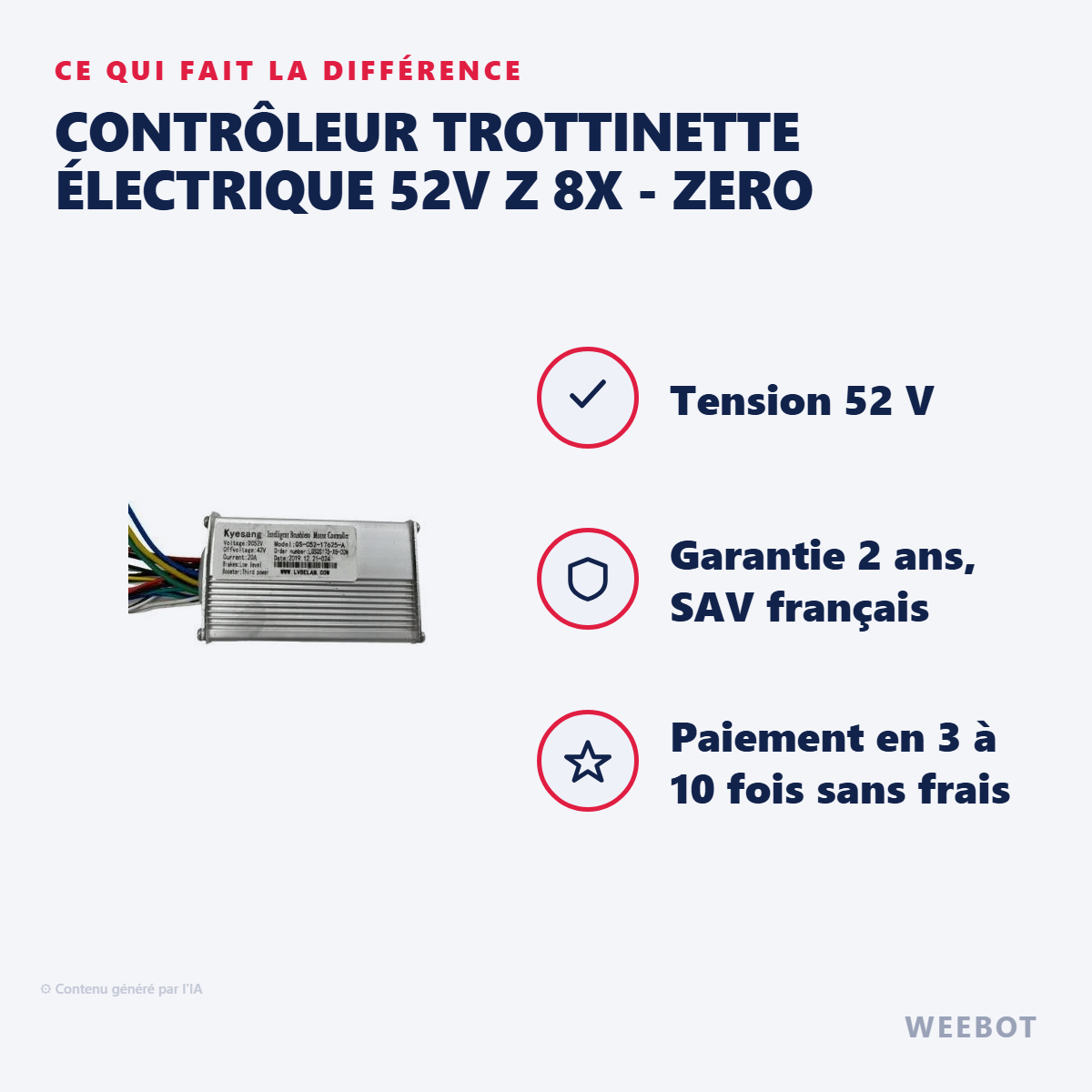 Contrôleur Trottinette Électrique 52V Z 8X - Zero : les points forts