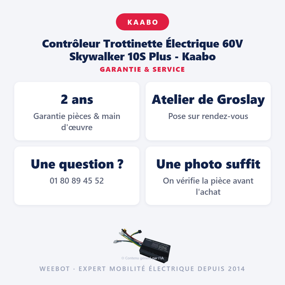 Contrôleur Trottinette Électrique 60V Skywalker 10S Plus - Kaabo : garantie 2 ans et service après-vente