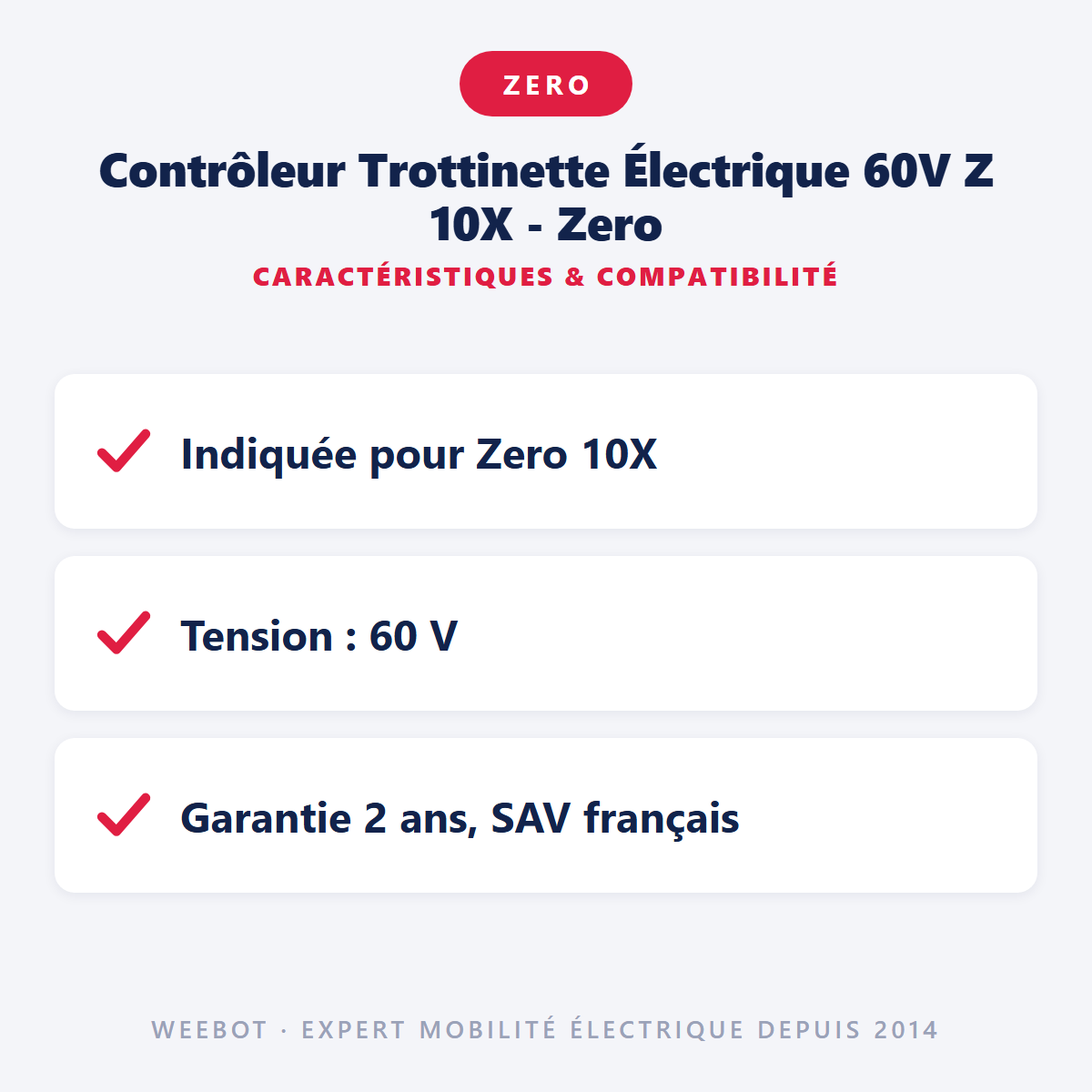 Contrôleur Trottinette Électrique 60V Z 10X - Zero : caractéristiques et compatibilité