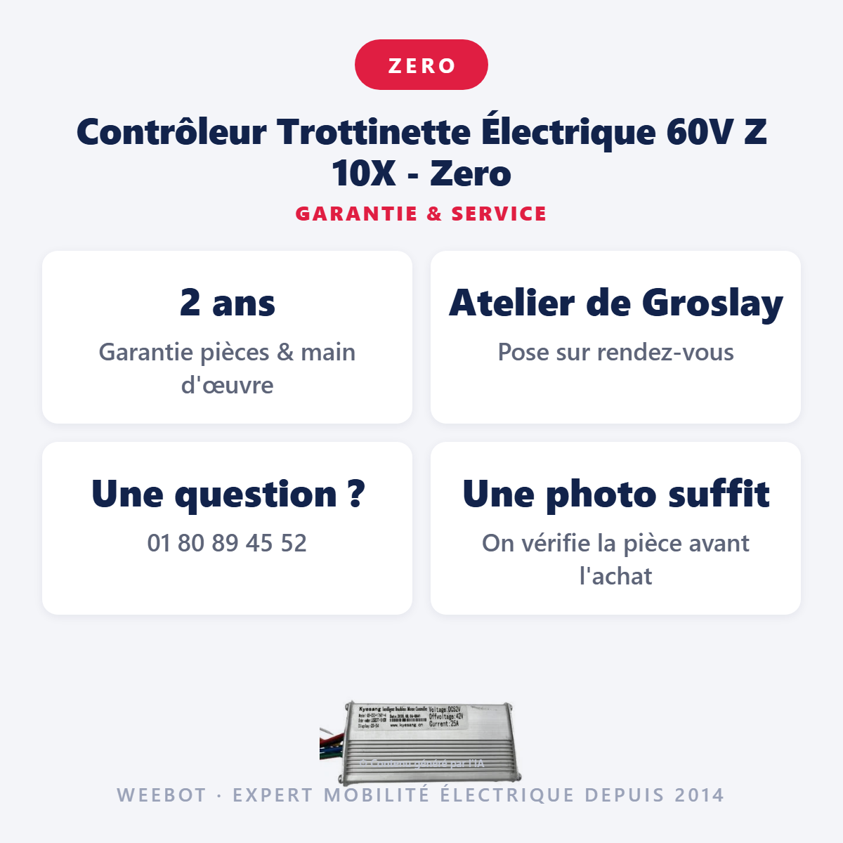 Contrôleur Trottinette Électrique 60V Z 10X - Zero : garantie 2 ans et service après-vente