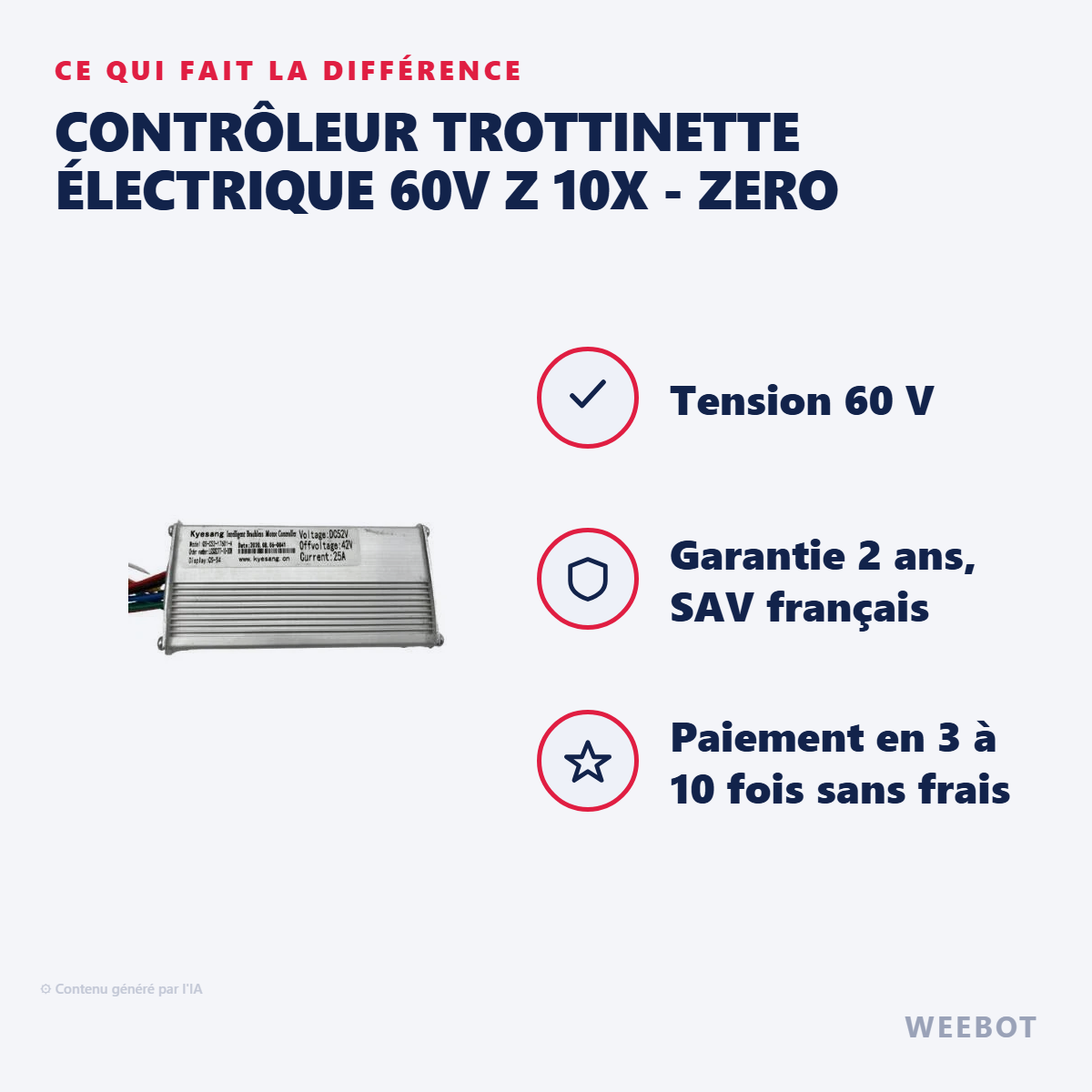 Contrôleur Trottinette Électrique 60V Z 10X - Zero : les points forts