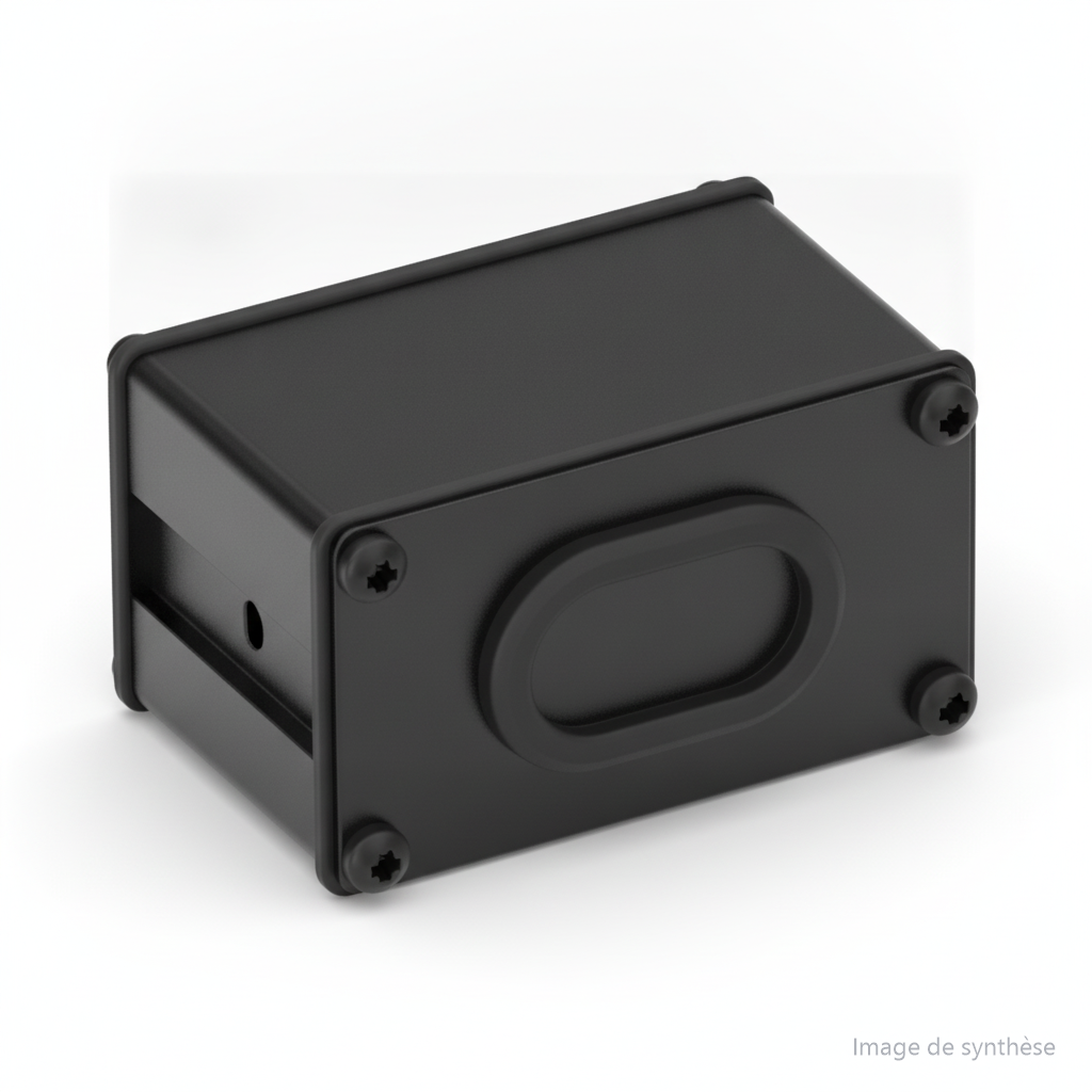 Dessin technique en vue de trois-quarts d'un convertisseur DC-DC 12V 7A