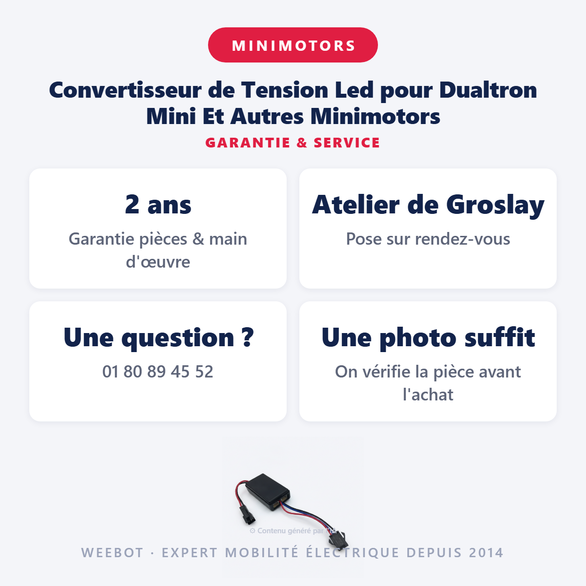 Convertisseur de Tension Led pour Dualtron Mini Et Autres Minimotors : garantie 2 ans et service après-vente