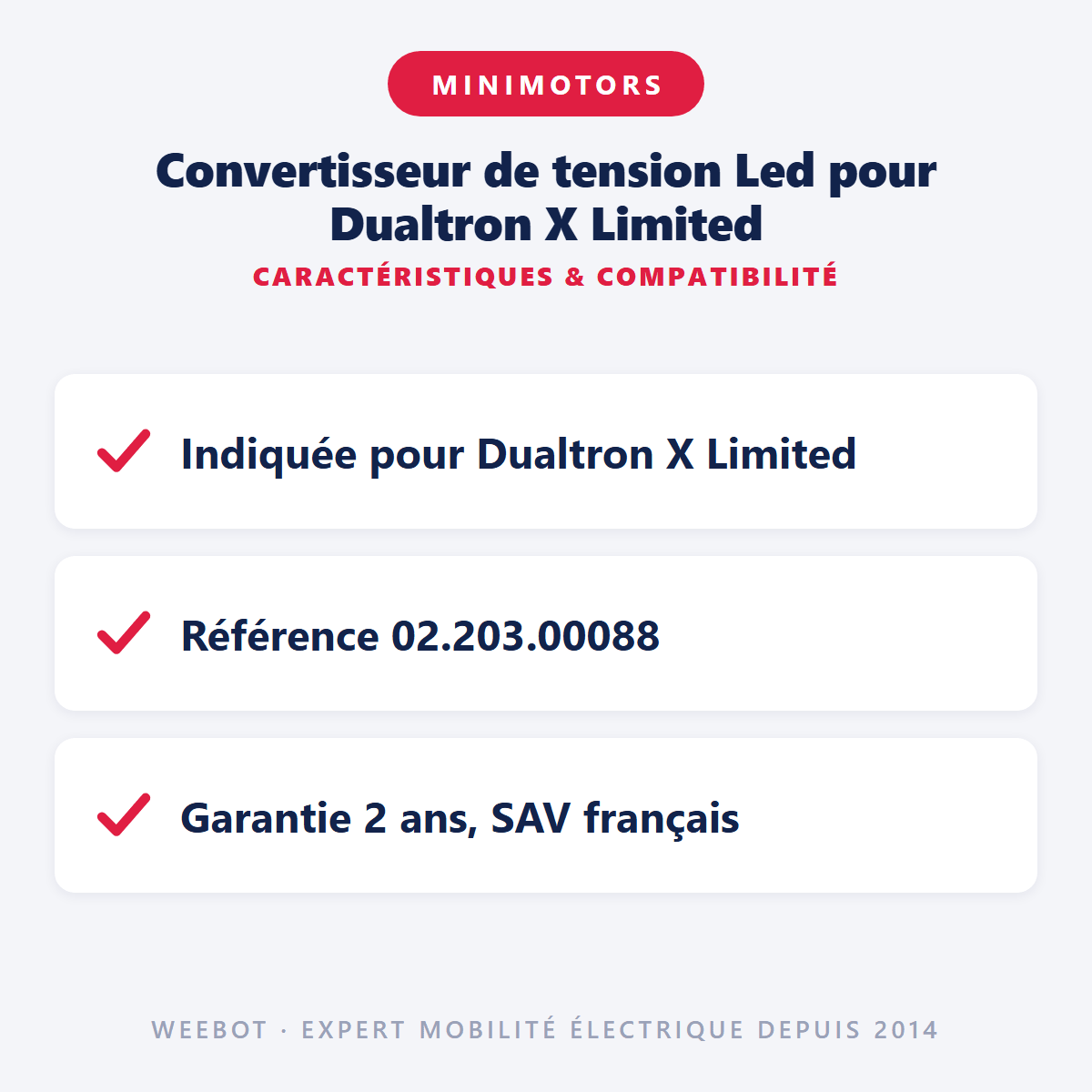 Convertisseur de tension Led pour Dualtron X Limited - Weebot