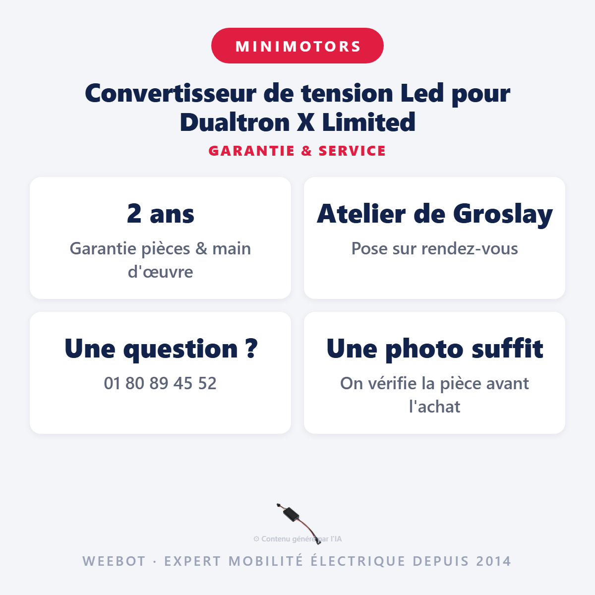 Convertisseur de tension Led pour Dualtron X Limited : garantie 2 ans et service après-vente