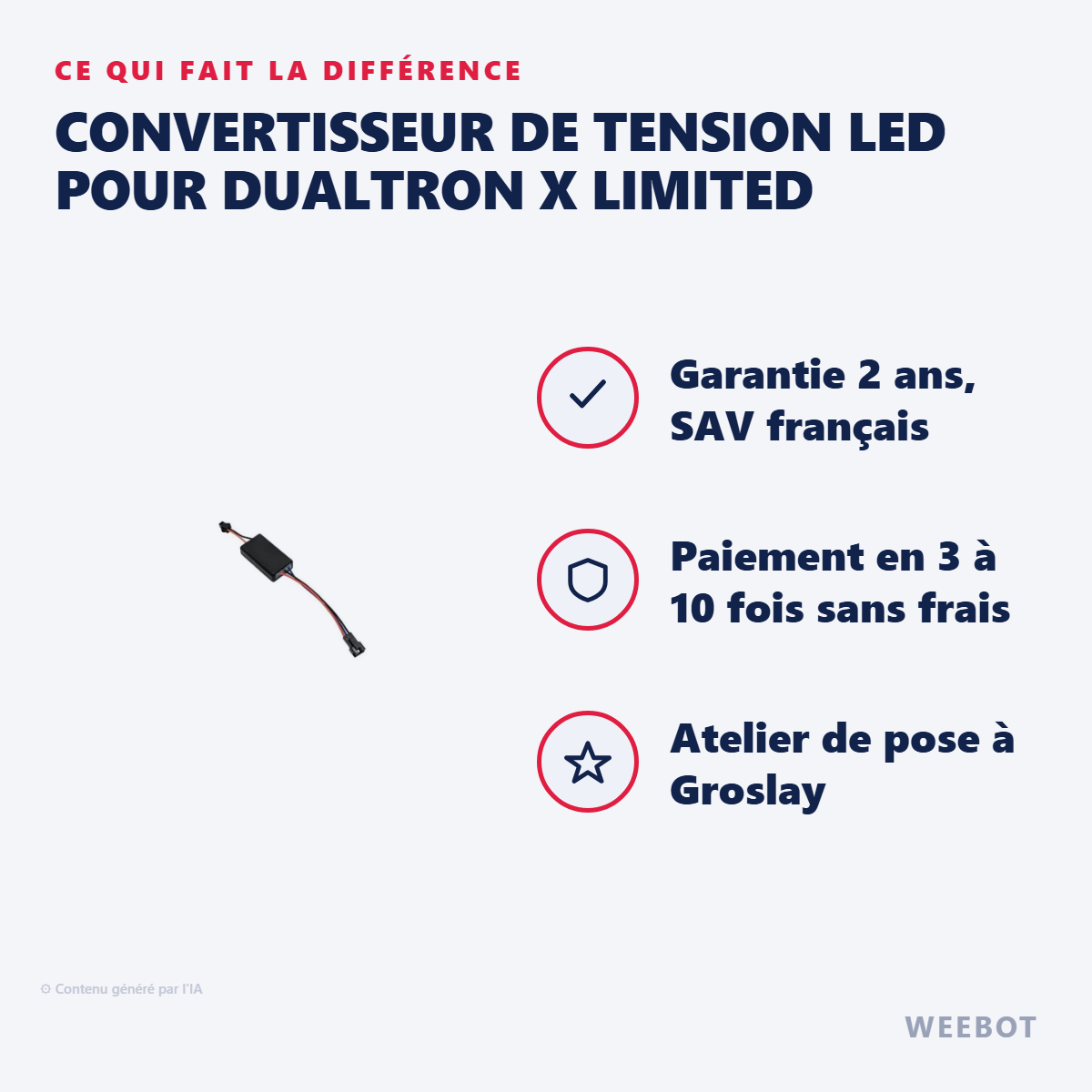 Convertisseur de tension Led pour Dualtron X Limited : les points forts